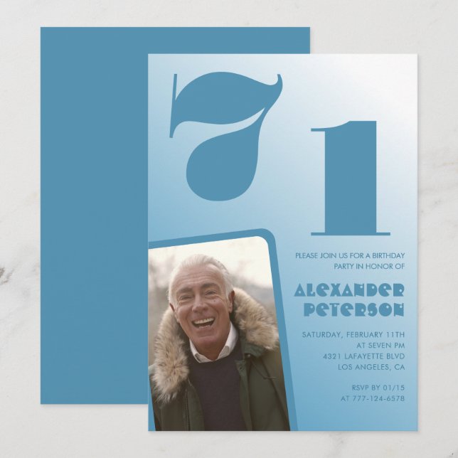 Convites de aniversário de 71 anos com gradiente d (Frente/Verso)