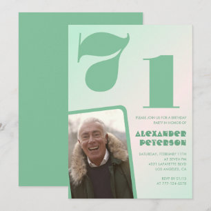 Convites de aniversário de 71 anos gradiente verde
