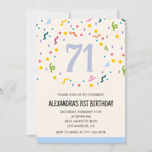Convites de aniversário de 71 anos Modernos Simple