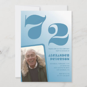 Convites de aniversário de 72 anos com gradiente a