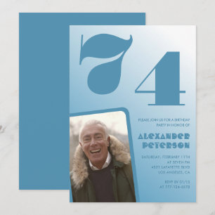 convites de aniversário de 74 anos com foto de hom