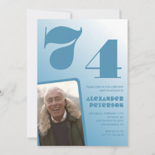 Convites de aniversário de 74 anos com gradiente a