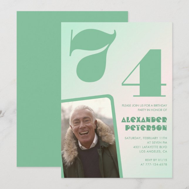 Convites de aniversário de 74 anos com gradiente v (Frente/Verso)