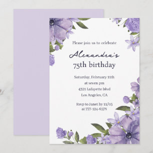 Convites de aniversário de 75 anos elegantes Boho