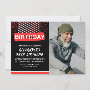 convites de aniversário de 75 anos Homens Festa Fo