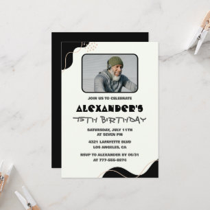 Convites de aniversário de 75 anos preto Homens Fo