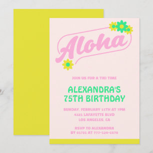 convites de aniversário de 75 anos Tropical Aloha 