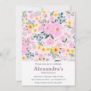 Convites de aniversário de 76 anos Boho Floral