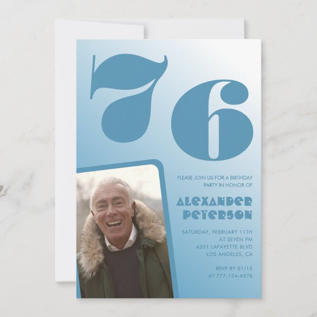 Convites de aniversário de 76 anos com gradiente a (Frente)