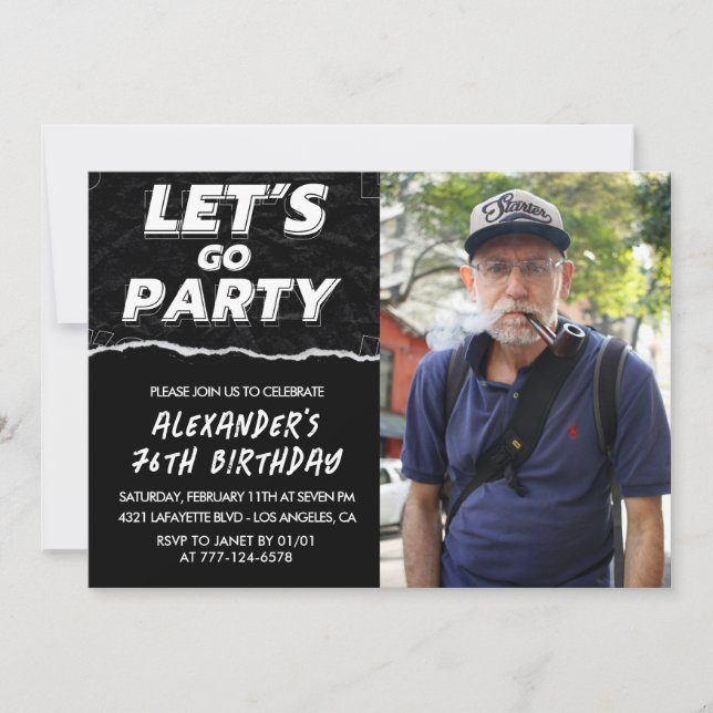 Convites de aniversário de 76 anos para homens pre (Frente)
