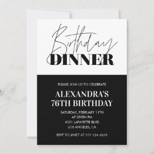 Convites de aniversário de 76 anos preto e branco 