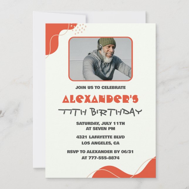 Convites de aniversário de 77 anos para homens mod (Frente)