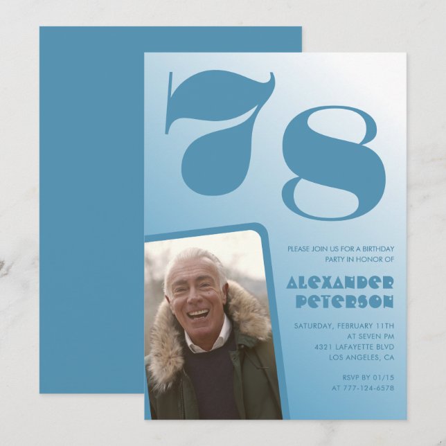 Convites de aniversário de 78 anos com gradiente d (Frente/Verso)