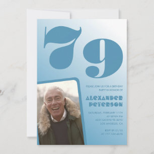 Convites de aniversário de 79 anos com gradiente a