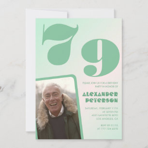 Convites de aniversário de 79 anos com gradiente v