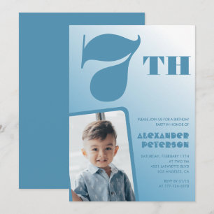 Convites de aniversário de 7 anos com gradiente az