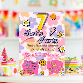 Convites de aniversário de 7 anos com tema floral 