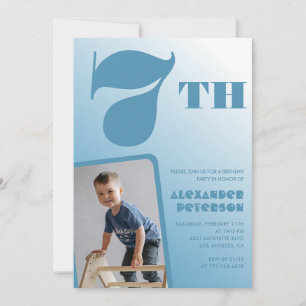Convites de aniversário de 7 anos menino Azul Foto
