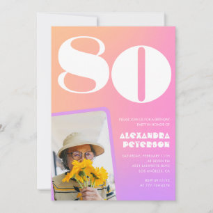 Convites de aniversário de 80 anos rosa para ela F
