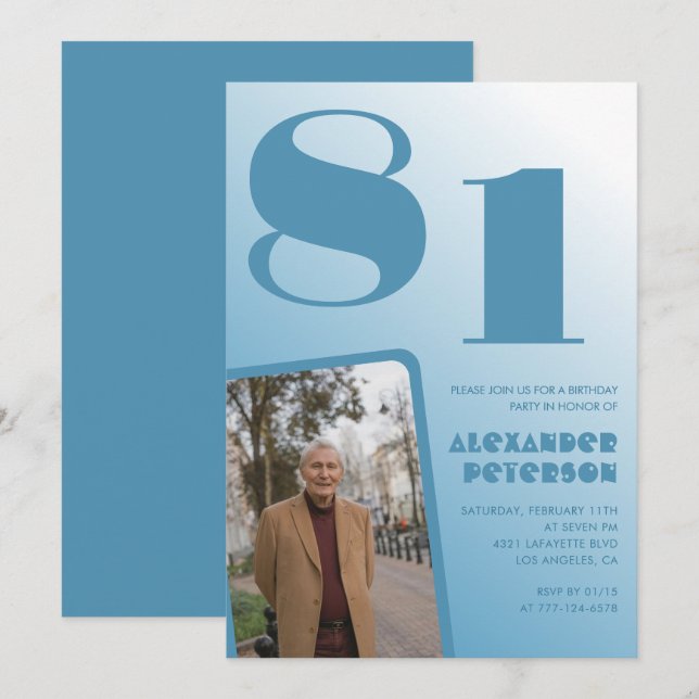 Convites de aniversário de 81 anos com gradiente d (Frente/Verso)
