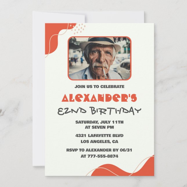 Convites de aniversário de 82 anos para homens mod (Frente)