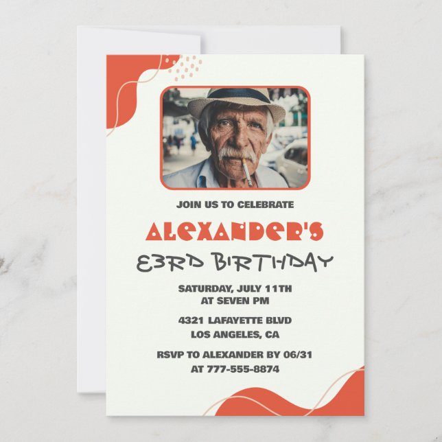 Convites de aniversário de 83 anos para homens mod (Frente)