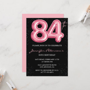 convites de aniversário de 84 anos Black Pink Balã