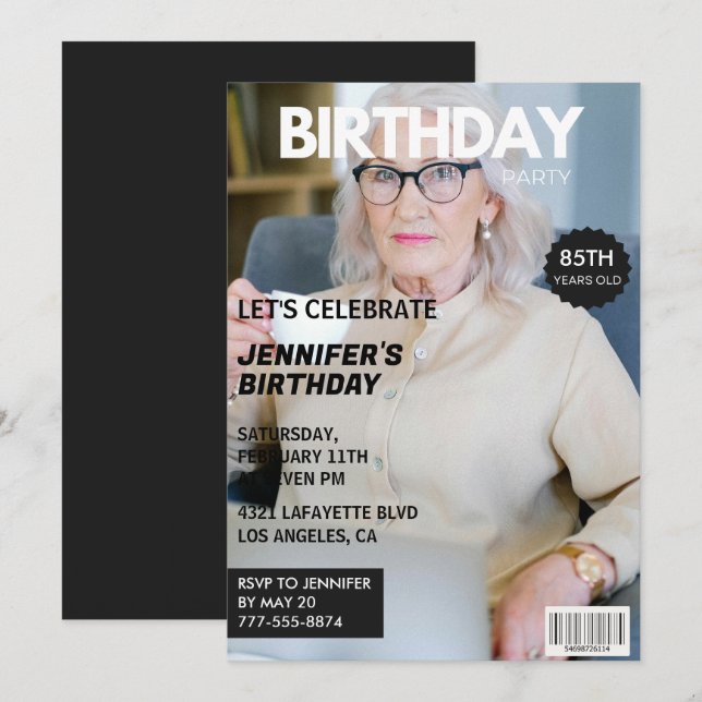 convites de aniversário de 85 anos para a capa da  (Frente/Verso)