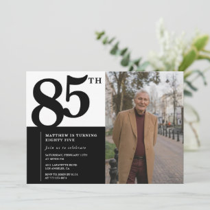 Convites de aniversário de 85 anos Preto Elegantes