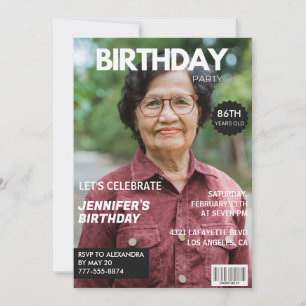 Convites de aniversário de 86 anos para ela Foto d