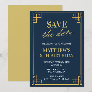 Convites de aniversário de 8 anos elegantes para h