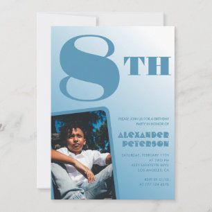 Convites de aniversário de 8 anos menino Azul Foto