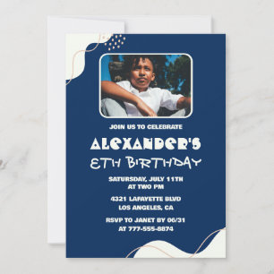 Convites de aniversário de 8 anos simples Menino F