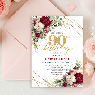 Convites de Aniversário de 90 anos Classic Marsala