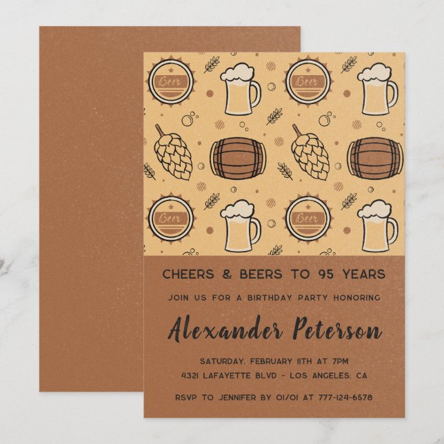 convites de aniversário de 95 anos para ele Cervej (Frente/Verso)