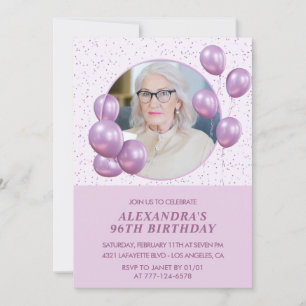 convites de aniversário de 96 anos Foto Balões Rox