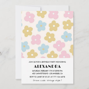 convites de aniversário de 98 anos Flores Retro