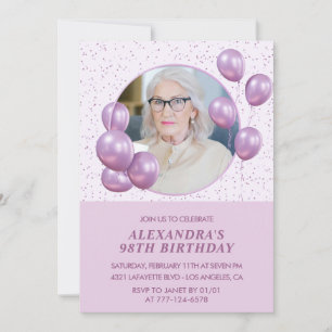 convites de aniversário de 98 anos Foto Balões Rox