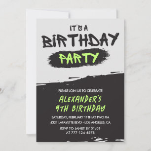 convites de aniversário de 9 anos Graffiti menino