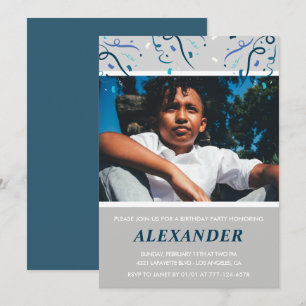 convites de aniversário de 9 anos Menino Confetes 