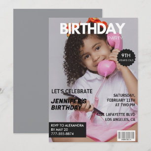 convites de aniversário de 9 anos para ela Capa de