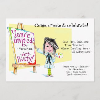 convites de aniversário de arte para garota