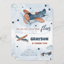 Convites de aniversário de avião
