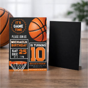 Convites de aniversário de basquete personalizávei