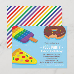 Convites de Aniversário de Boias de Piscina de Ver