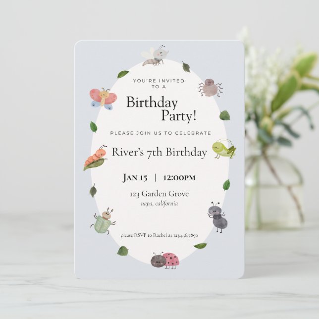 Convites de Aniversário de Bug (Em pé/Frente)