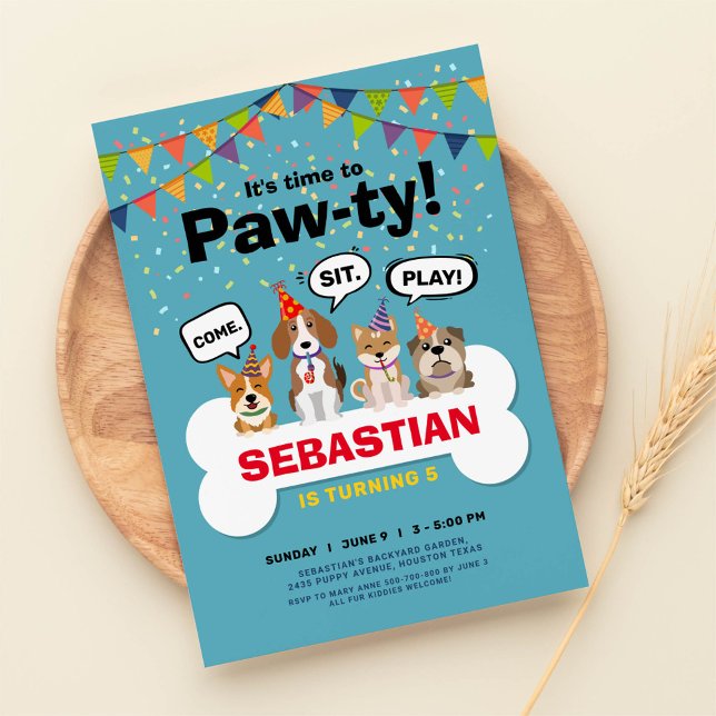 convites de aniversário de cachorros (Criador carregado)