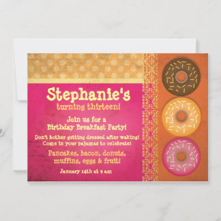 Convites de aniversário de café da manhã de rosqui