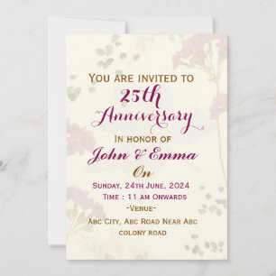 Convites de Aniversário de Casamento