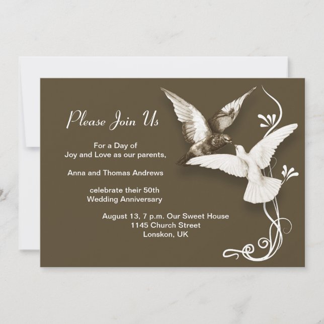 convites de aniversário de casamento (Frente)